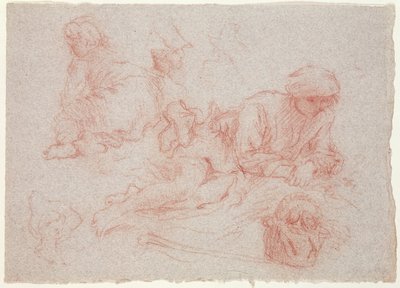 Studie van een liggende man door Jean Antoine Watteau